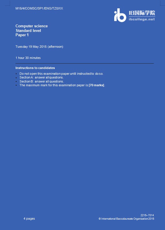 IB课程Computer science普通等级考试真题