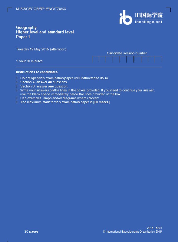 IB课程Geography Standard Level真题
